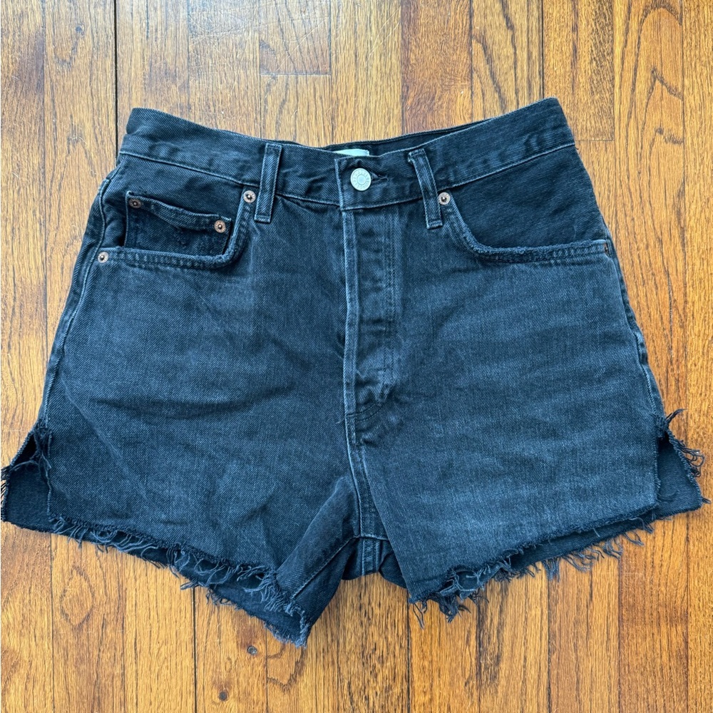 Agolde Distressed Black Denim Shorts sz 26